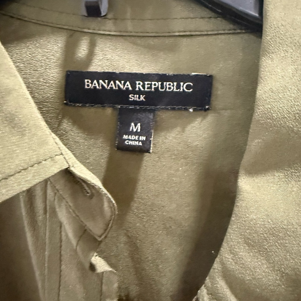 Banana Republic Khaki Silk Blouse via - Picture 2 of 4